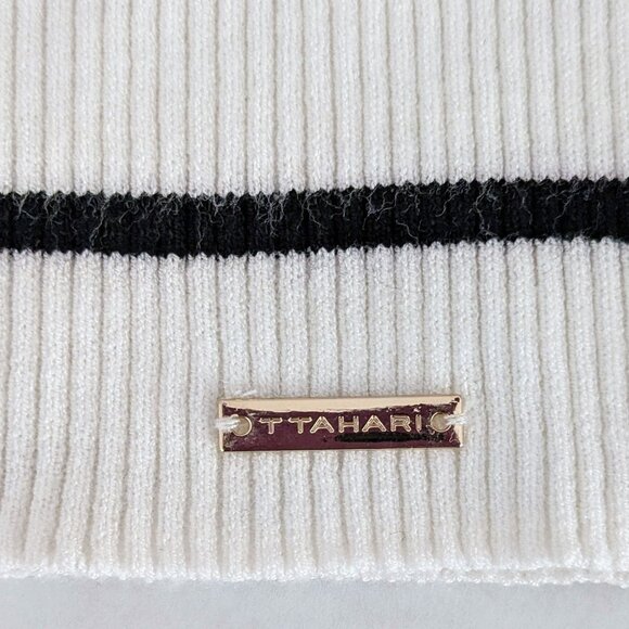 T TAHARI Women's Lightweight Long Sleeve Knit Sweater Top Size S White Black - Picture 7 of 8